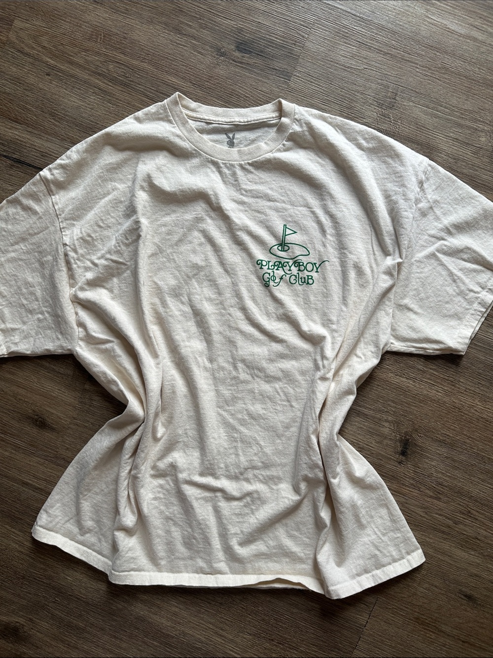 PLAYBOY Cream Short Sleeve Tee with Green Golf Logo